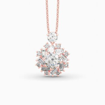 Colar Jeulia Sunshine Corte Redondo Prata de Lei Banhado a Ouro Rosa com Zircônias Cúbicas